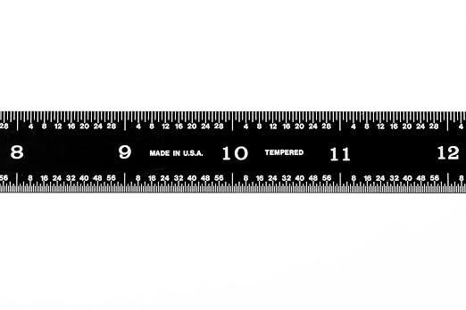 PEC Tools 18" Flexible Metal Ruler, Stainless Steel with Black Chrome Finish, High Contrast, 16R Graduation (1/32", 1/64", 1/50", 1/100"), Easy to Read Machinist Rule for Professionals, Made in USA
