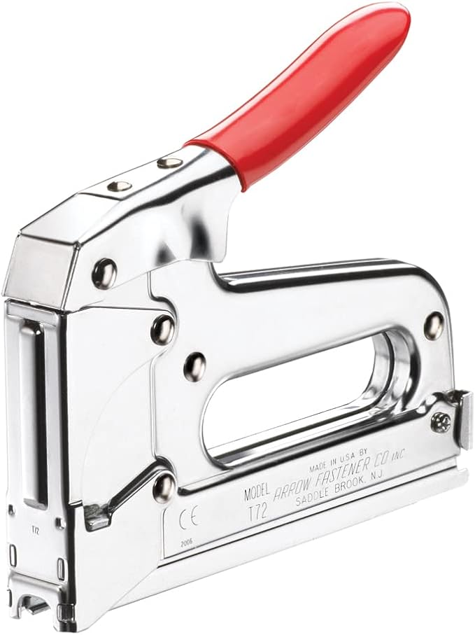 Arrow T72 Heavy Duty Wire and Cable Staple Gun, Manual Stapler | Staple Gun for Installing Wiring for Telecommunications, Internet, and Computer Cables, uses T72 Insulated Staples
