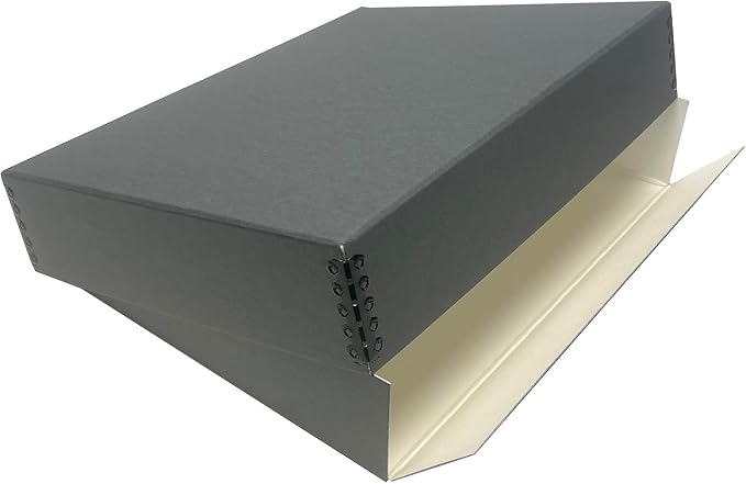 Lineco Museum Archival Storage Box, Drop Front, 9.25x11.75x3 in, Gray | Acid-Free with Metal Edge, Preserves Picture Longevity, Organize Photos, Newspapers, Prints, Documents, Crafts, DIY
