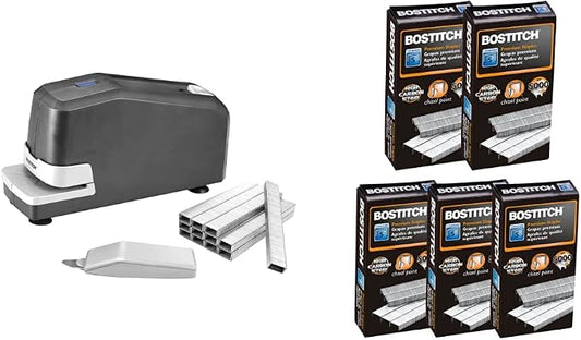 Bostitch Office Impulse 30 Sheet Electric Stapler Value Pack - Heavy Duty, Black (02638) & Bostitch Standard Staples, 1/4" Length,Full Strip Staples, 5000 Per Box, 5-Pack
