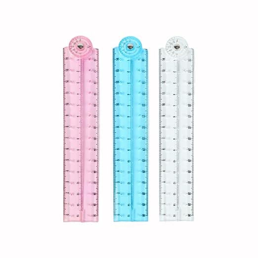 3 Pcs Folding Ruler Clear Ruler Soft Ruler for School Teacher Office Learning Supplies(Blue Red Transparent)