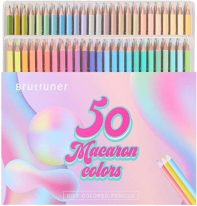 50 Colored Pencil Set, Professional Pastel Coloring Pencils, Art Drawing Pencils for Adult Coloring Books, Artists Drawing, Sketching (Macaron color)