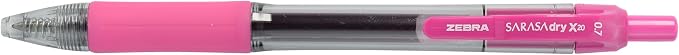 Zebra Pen SARASA X20 Retractable Gel Pen, Assorted Ink, 0.7mm, 10-Pack