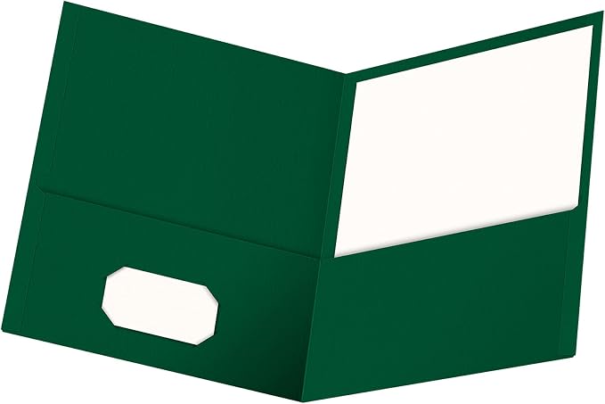 Oxford Two Pocket Folders, Textured Paper, Hunter Green, For School, Home, and Office, Letter Size, 25 Per Box (57556EE)
