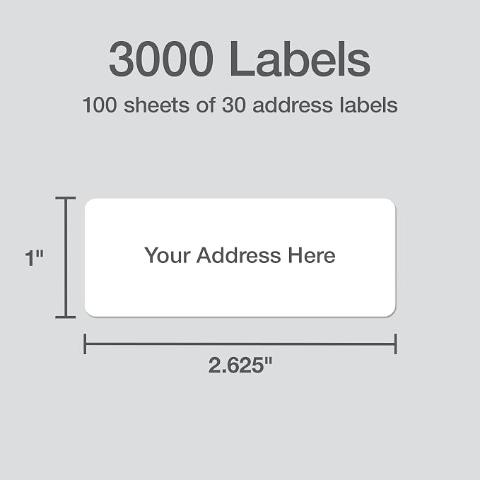 Redi-Tag Printable Address Labels, Customizable Stickers, 1" x 2-5/8", White, 3000 Blank Mailing and Shipping Labels, for Laser Printers Only (1009572)
