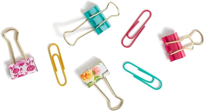 U Brands Office Accessory Kit, Office Supplies, Includes 60 Paper Clips and 20 Small Binder Clips, Painted Florals