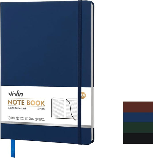 ViVin A4 College Ruled Notebook for Work, 8.5" x 11" Leather Hardcover Journal,192 Pages Professional Lined Notebook for Office & Business