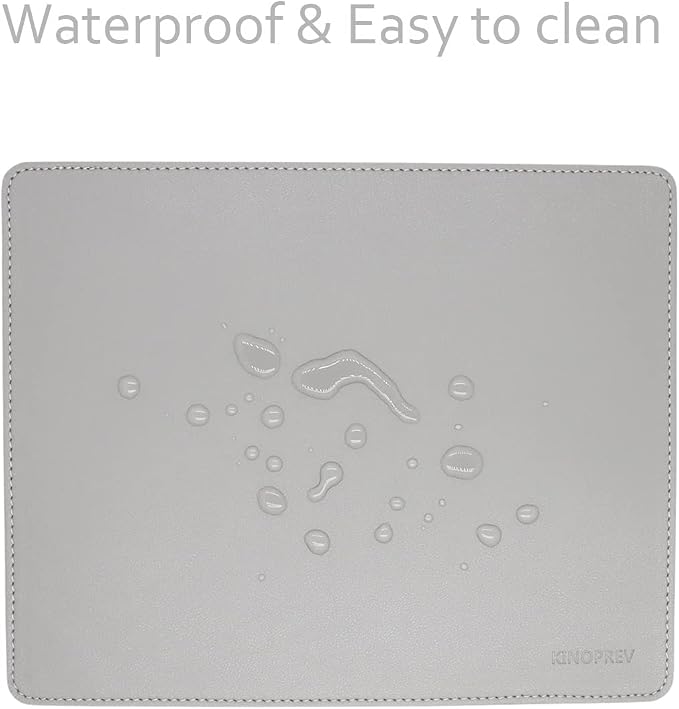 Leather Mouse Pad - Wood Mouse Pads with Stitched Edge,PU Non-Slip Mouse Mat,Double Side Mousepad,Waterproof Gaming Mouse Pad for Desk,Laptop,Office & Home,10.2" x 8.3",1 Pack (Light Gray)