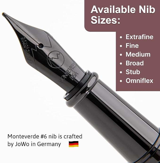Monteverde USA Impressa Fountain Pen Gun Metal with Red Trim - Extra Fine Point - JoWo German Nib