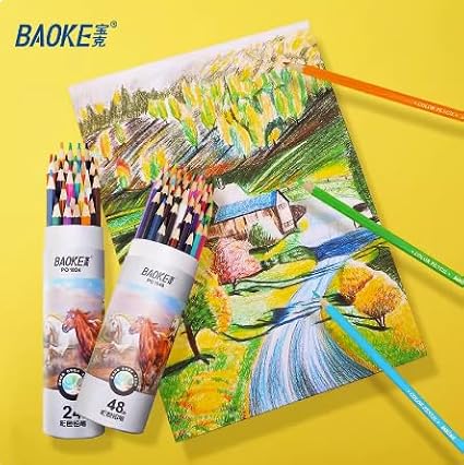 BaoKe Colored Pencils, Soft Core, 48 Count, Pack of 1, Multicolor