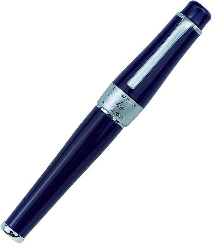 Asvine Duke 2009 Charlie Chaplin Dark Blue Fountain Pen Fine Nib, Modern Classic Design Collection Heavy Pen with Pouch