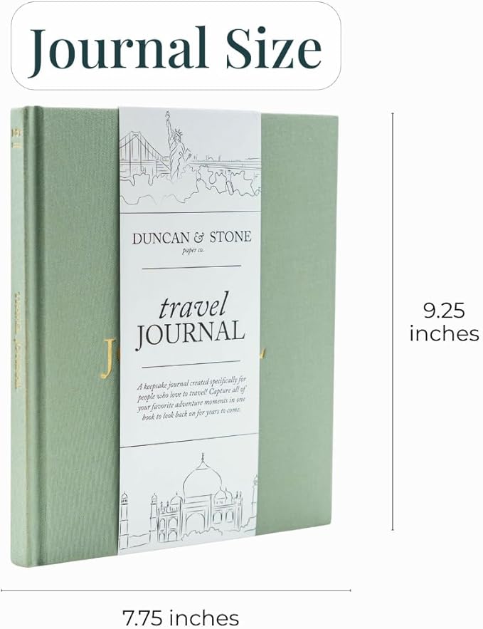 DUNCAN & STONE PAPER CO. Travel Journals - Elegant Journaling Notebook To Record All Your Travel Adventures Up To 15 Trips (Rose,110 Page)