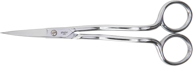 Gingher 6" Double-Curved Embroidery & Applique Scissors for Crafting | Extra Long Handles Curve Over Embroidery Hoops, Sharp & Durable Forged Steel Blades Cut Threads Close to Fabric