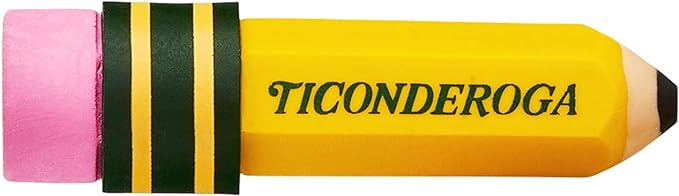 TICONDEROGA ® Erasers, Pencil Shaped, Yellow, 3 ct (38953) | Yellow, 0.75" x 2.875", #38953