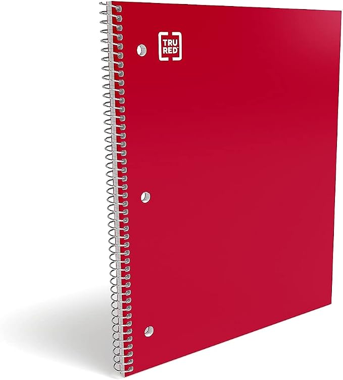STAPLES Accel 1‑Subject Notebook, 8.5” x 11”, College Ruled, 100 Sheets, Red