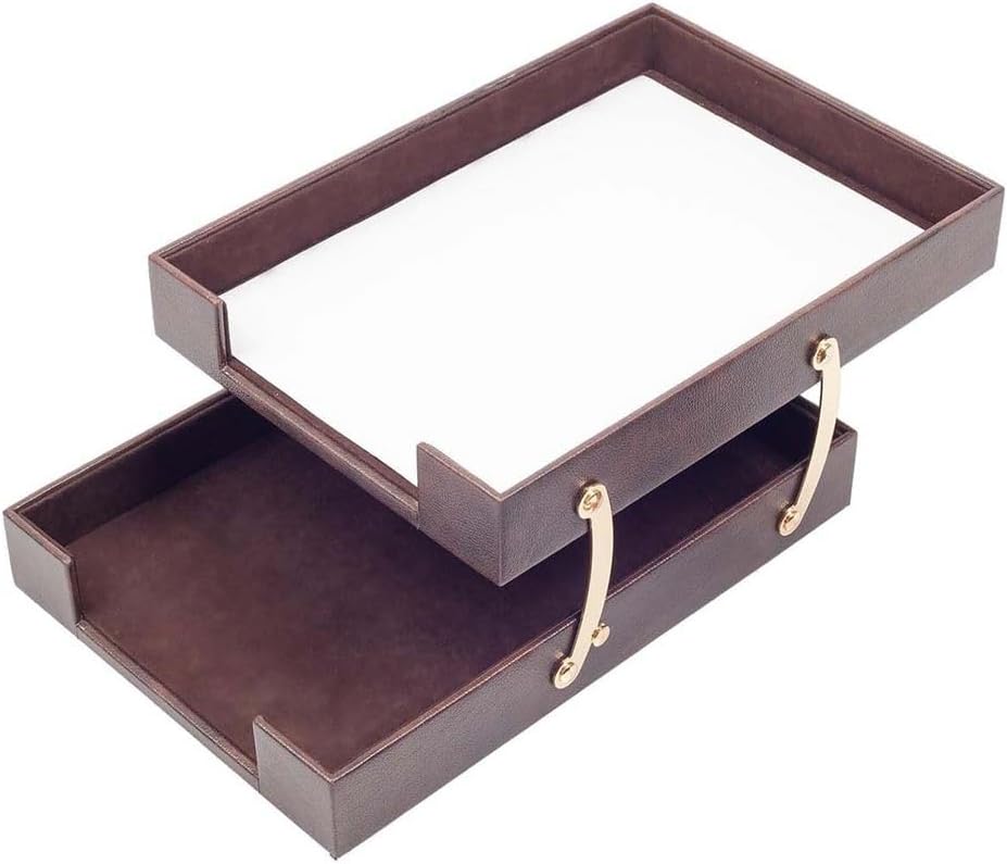 Luna Luxury Leather Desk Set for Men – 10 Piece Executive Office Desk Organizer Set with Document Tray, Desk Pad, Pen Holder, A5 Agenda with Fountain Pen Set – Multiple Color Options (Brown)