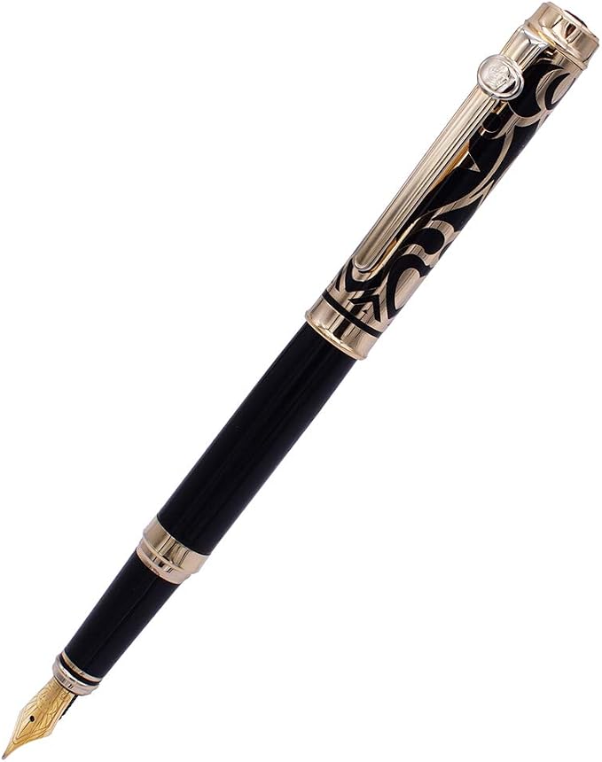 Lanxivi Duke Sweet Heart Pattern Gold Trim Fountain Pen Sapphire Jewerly Pen Pouch