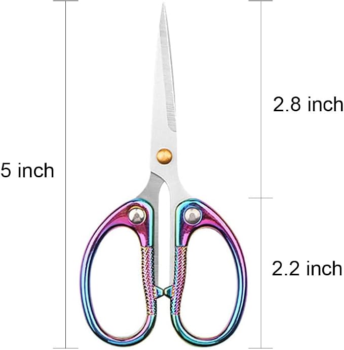 5" All Stainless Steel Office Scissors,Ultra Sharp Blade Shears,Sturdy Sharp Scissor for Office Home School Sewing Fabric Craft Supplies Multipurpose Scissors Colorful