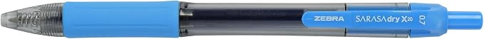 Zebra Pen SARASA X20 Retractable Gel Pen, Assorted Ink, 0.7mm, 14-Pack