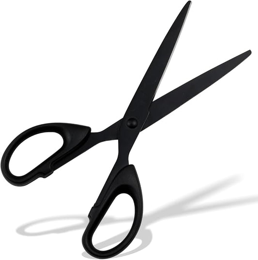 Black All-Purpose Office Scissors – Sharp Stainless Steel Blade Shears with Straight ABS Handle for Home, School & Craft Use