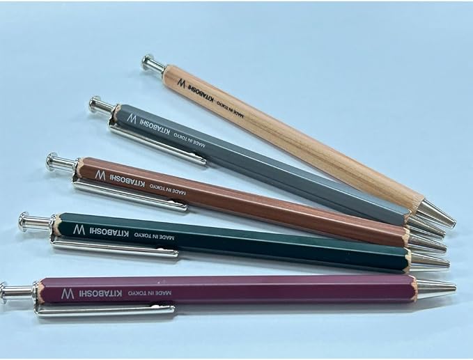 Kitaboshi 1.0mm Ballpoint Pen, Wooden Barrel, Adzuki Red (Burgundy), 1ea (W-600AZ)