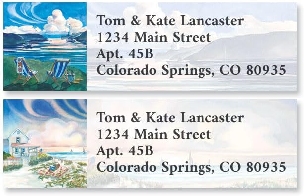 Colorful Images Beach Return Address Labels | Coastal Lounge, 240 Count, Self-Adhesive on Flat-Sheet Labels, Customize with Name & Shipping Address