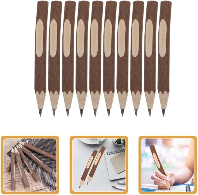 Tofficu 10Pcs Mini Wood Rustic Birch Tree Twig Pencils Natural Wooden Tree Bark Pencils for Kids Drawing Art Supplies 5.12 Inch
