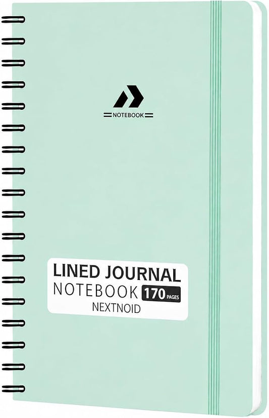 Nextnoid A5 Lined Spiral Notebook - 170 Pages, College Ruled, Mint Green | Hardcover Notebook for Everyday Writing, A5 Size (5.8" x 8.3") Journal for Work and School, Daily Journaling and Notetaking