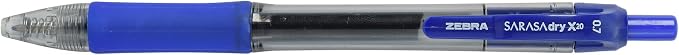 Zebra Pen SARASA X20 Retractable Gel Pen, Blue Ink, 0.7mm, 36-Pack