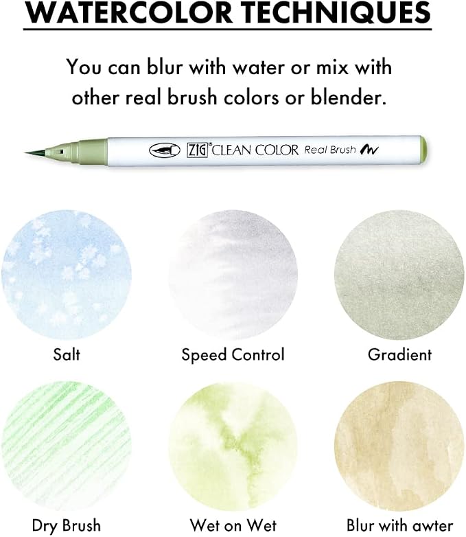 ZIG CLEAN COLOR REAL BRUSH 6 Color set (6 Pale Colors set II)