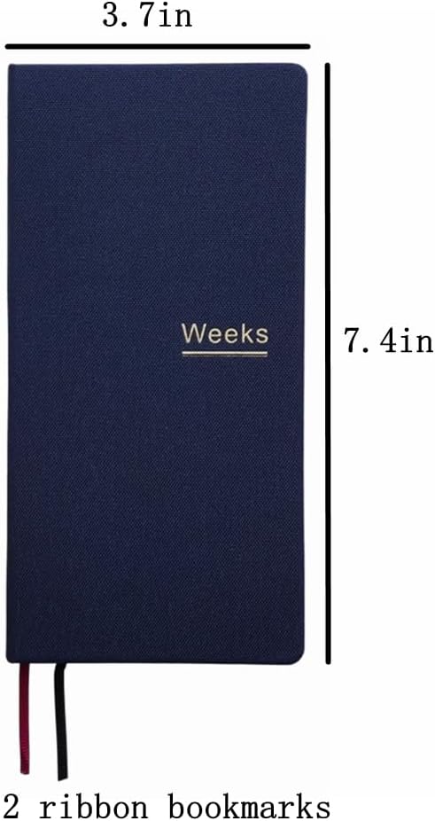 Undated Weekly Planner Notebook Pocket Organizer Appointment Book Journal Notebook A6 Week Plan Notepad (Dark blue with cover)