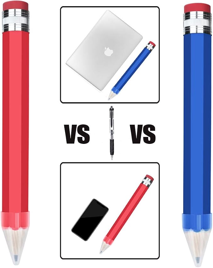 Giant Pencils for Prop/Gifts/Decor - 14 Inch Jumbo Wooden Big Novelty Pencil with Cap for Schools and Homes (Blue)
