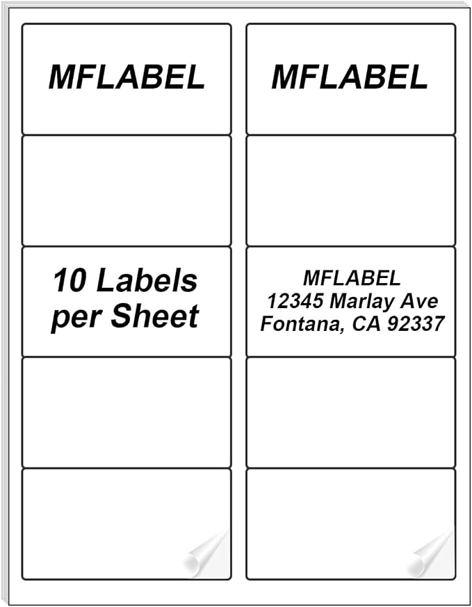 MFLABEL 2x4 Shipping Address Labels - 10-UP, 3000 Count, 300 Sheets for Printer - Internet Mailing Stickers, 2" x 4" FBA Labels for Laser/Inkjet Printer