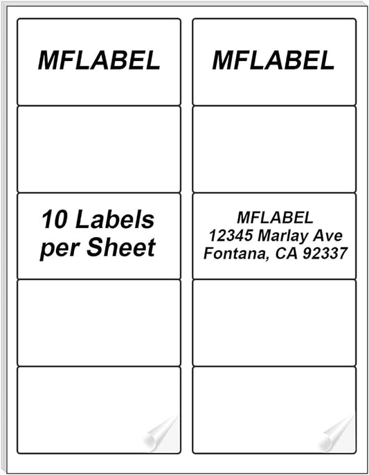 MFLABEL 2x4 Shipping Address Labels - 10-UP, 3000 Count, 300 Sheets for Printer - Internet Mailing Stickers, 2" x 4" FBA Labels for Laser/Inkjet Printer