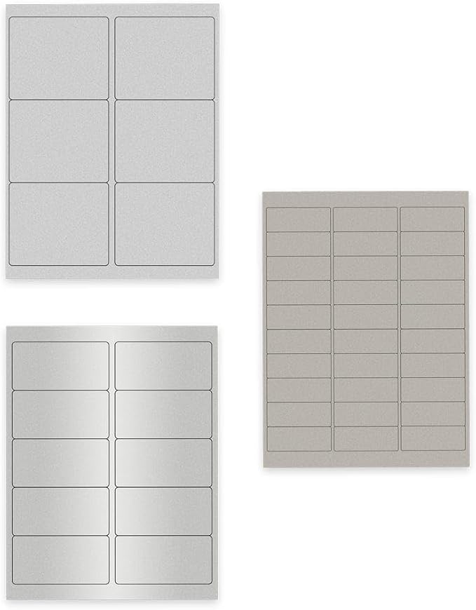 JAM PAPER Shipping & Mailing Address Labels - Multi Size Assortment - Metallic Silver - 360/Pack