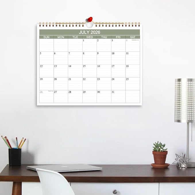 2026-2027 Calendar- Wall Calendar 2026-2027 Runs from July 2026 to December 2027-18 Months Calendar with Thick Paper for Home or Office, 8.5 x 11 Inches, Green