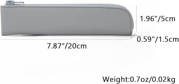 Slim Pencil Case Small Pencil Pouch Pen Case (Light gray/OF)