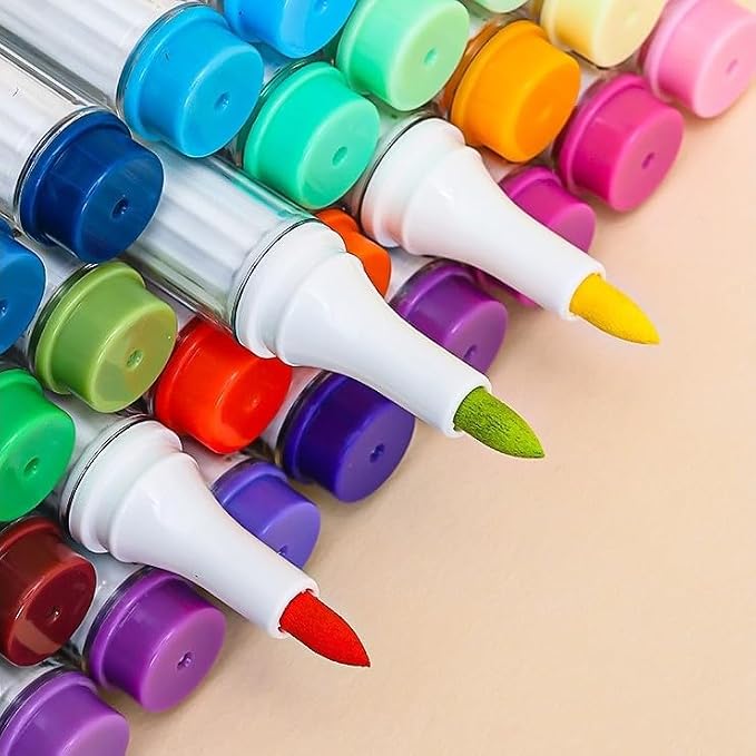 Purple Acrylic Paint Pen Markers, 9 Colors Soft Brush Tip Paint Pens for Wood Glass Eggs Rock Painting Canvas Stone Fabric DIY Crafts Making Art Supplies (Purple)