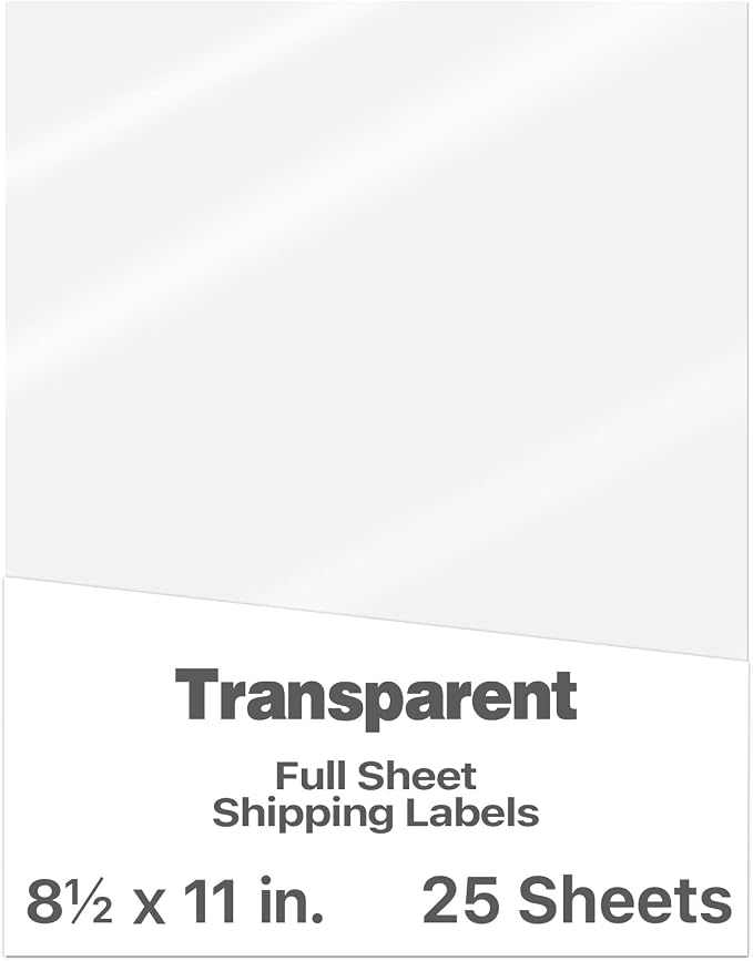 STARLIBOO Clear Printable Sticker Paper, 25 Sheets Printable Clear Sticker Paper, Laser/Inkjet Printing-Letter Size (8.5" x 11")