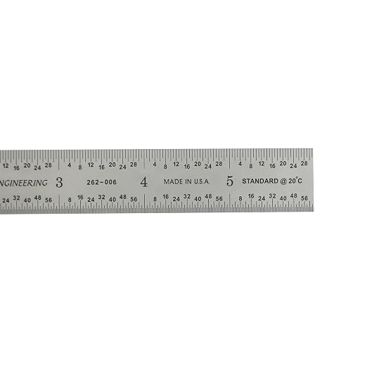 PEC Tools 6" x 150mm Machinist Metal Ruler, 1/25" Thick X 3/4" Wide, Satin Chrome Finish Tempered Stainless Steel Ruler, Measurement Markings 1/32",1/64", 0.5mm, 1mm, Made in USA