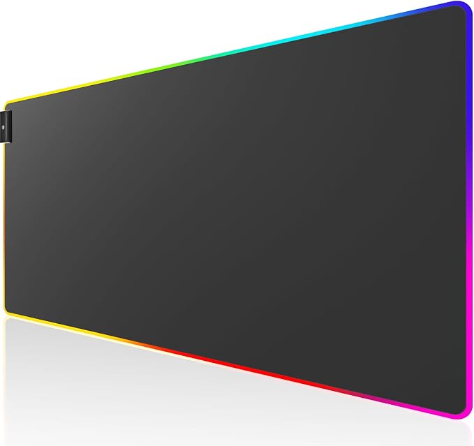 KTRIO RGB Large Gaming Mouse Pad, 31.5 x 15.7 in, RGB Black, XXL | Smooth Micro-Weave Surface, RGB Lighting Design, Non-Slip Rubber Base, Durable Stitched Edges, Office & Home Use