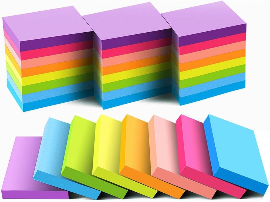 Mini Sticky Notes 1.5x2 Inches,48 Pads, Bright Colors Self-Stick Pads | 75 Sheets/Pad