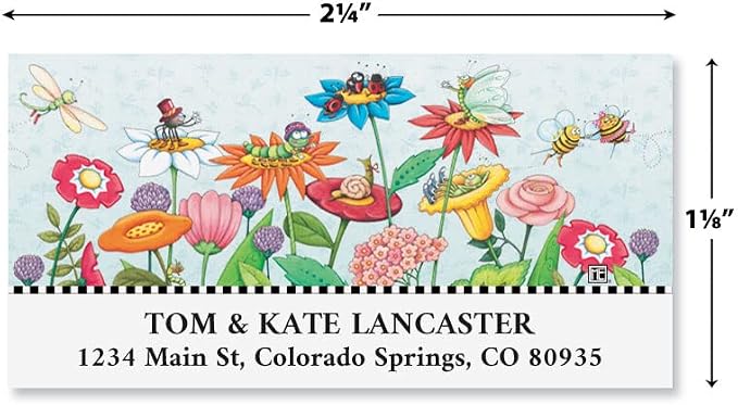 Colorful Images Mary’s Garden Floral Return Address Mailing Labels, Personalize with Name & Address, Set of 144 Self Adhesive, Easy Peel Flat Label Sheets, Large, 1 Design