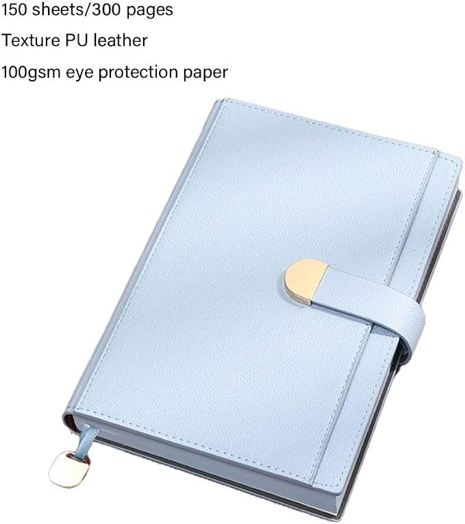 A5 Notebook Journal Leather Journal Hardcover With Pen Set for Work School Writing Business Notebook 300 pages + pen refill + gift box packaging(Lightblue)