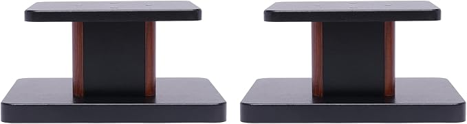 Universal Speaker Stand Pair, H6in Desktop Bookshelf Speaker Stands Holder for Surround Sound Studio Monitors Up to 33lbs, for Home Theater Living Room Floor, Black & Brown