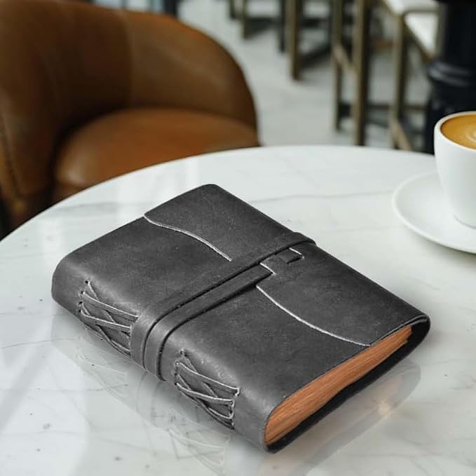 LEATHER VILLAGE Leather Bound Journal - Black, 11.5"X8.50", 220 Pages - Vintage Blank Paper Diary for Writing, Drawing, Sketchbook, and Travel Notebook - Ideal for Women and Men