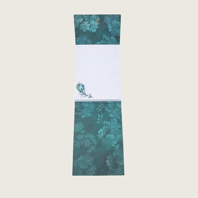 Punch Studio Flip-Top Notepad For Daily Notes or Notes on-the-go, with Magnetic Closure, Brooch Embellishment, Gold-Foil Accents & 75 Illustrated Sheets, 5" x 3.75" - Emerald Peacock (46625)