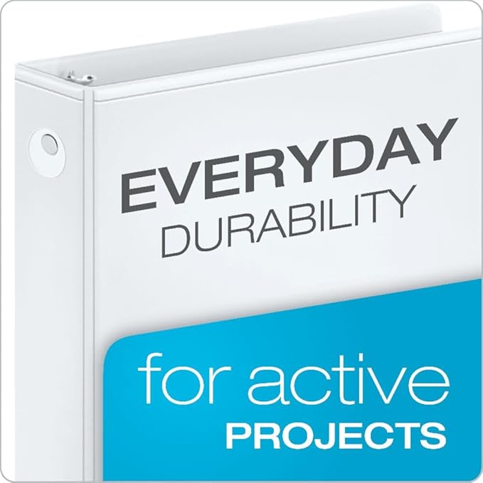 Cardinal Economy 3 Ring Binder, 1 Inch, Presentation View, White, Holds 225 Sheets, Nonstick, PVC Free, 4 Binders (79510),(Pack of 2)