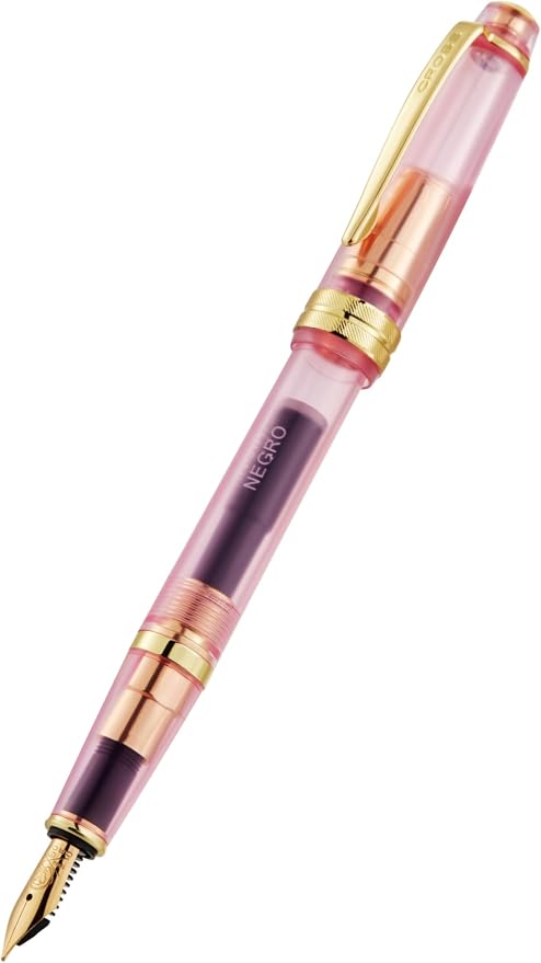 Cross Bailey Light Translucent Pink Sapphire Resin Extra-Fine Nib Fountain Pen - Professional Pen for Effortless Writing - Journaling, Note-Taking & More - Black Ink - Easy Handling