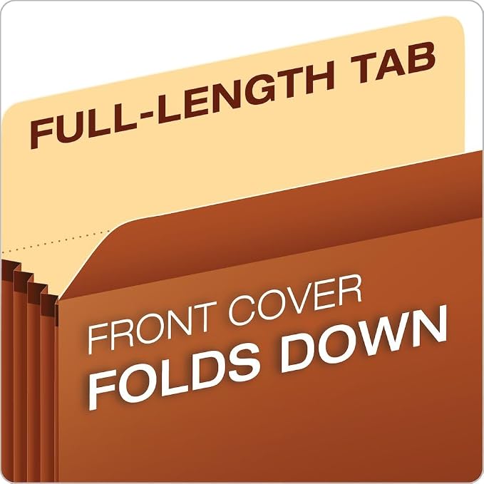 Pendaflex File Pockets, 1.75 Inch Expansion, Brown, Letter, 25 per box (1514C-OX)
